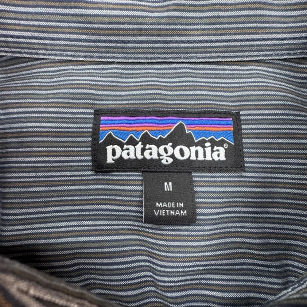 Patagonia Shirt Mens‎ Medium Organic Cotton Short Sleeve Casual Striped Gray - Picture 3 of 7